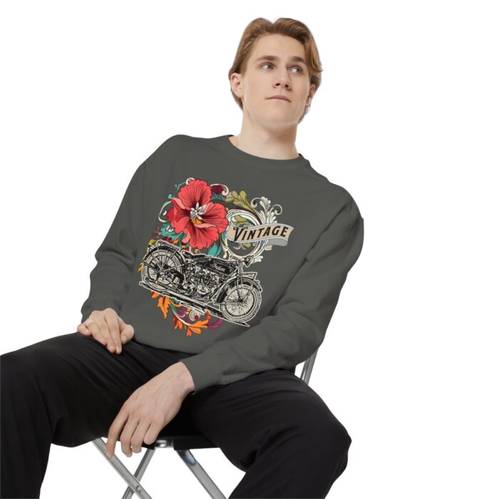 Vintage motorcycle -Unisex Garment-Dyed Sweatshirt Route 66 gift dad - Image 7