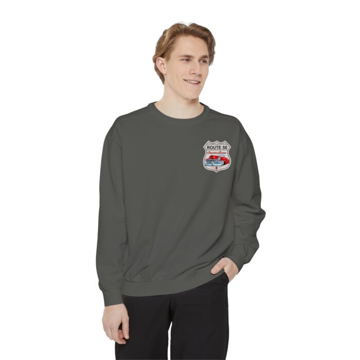 Route 50 Cadi-Unisex Garment-Dyed Sweatshirt Route 66 - Image 4