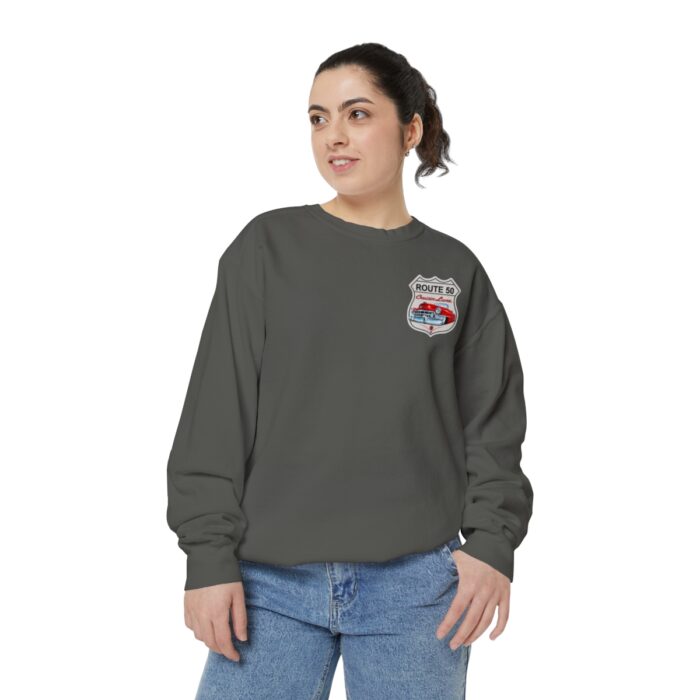 Route 50 Cadi-Unisex Garment-Dyed Sweatshirt Route 66 - Image 5