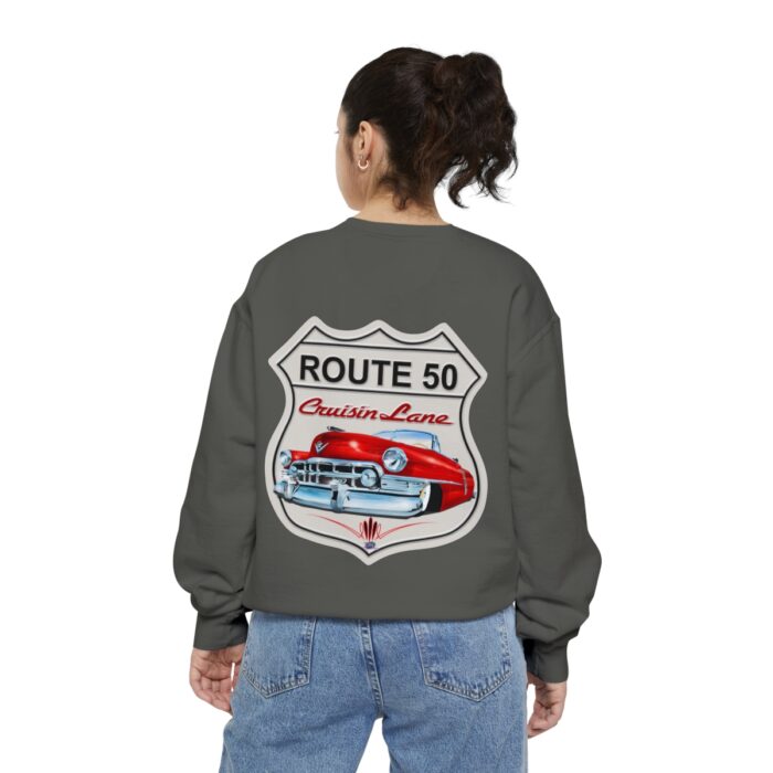 Route 50 Cadi-Unisex Garment-Dyed Sweatshirt Route 66 - Image 6
