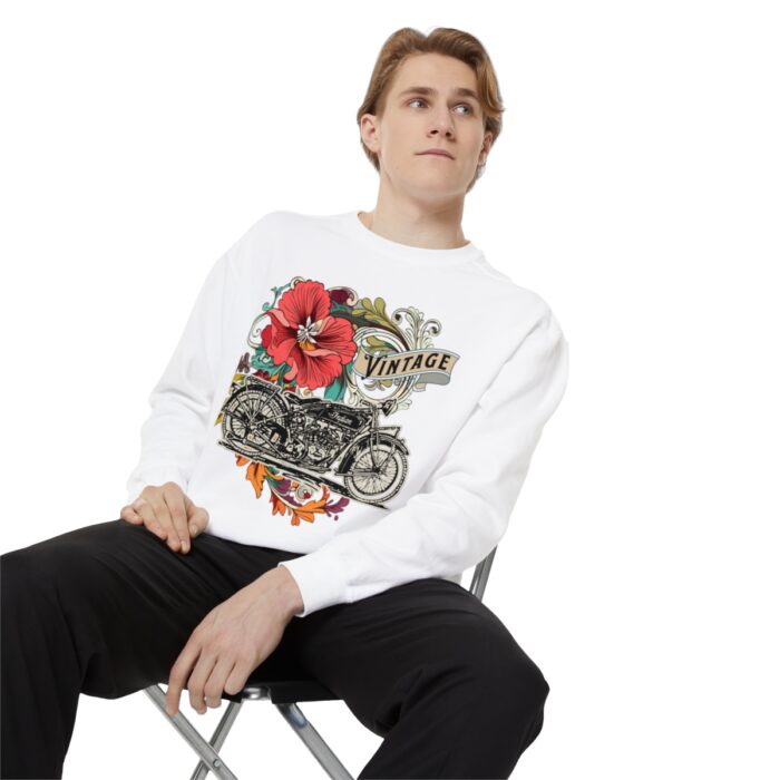 Vintage motorcycle -Unisex Garment-Dyed Sweatshirt Route 66 gift dad - Image 15