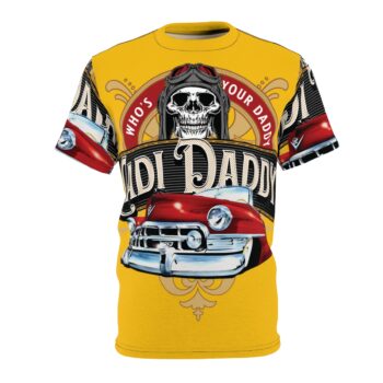 Cadi Daddy logo, Yellow Unisex Cut & Sew Tee (AOP)