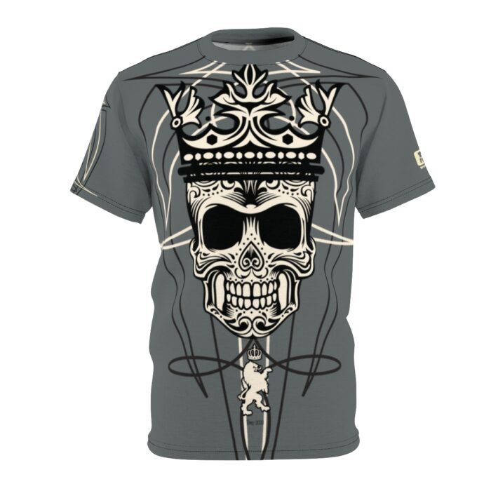 Skull Pinstriping Logo Unisex Cut & Sew Tee (AOP) - Image 8