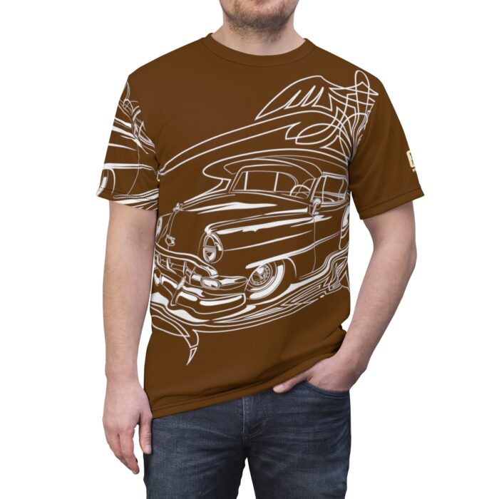54 Chevy with Pinstriping , Brown Unisex Cut & Sew Tee (AOP) - Image 12