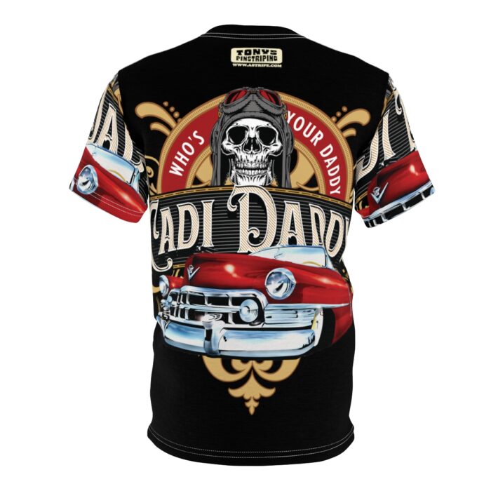 Cadi Daddy logo, Black Unisex Cut & Sew Tee (AOP) - Image 9