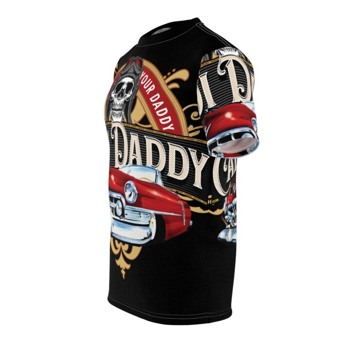 Cadi Daddy logo, Black Unisex Cut & Sew Tee (AOP) - Image 10