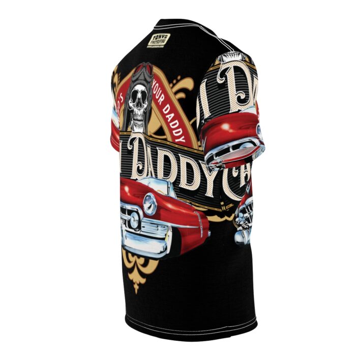 Cadi Daddy logo, Black Unisex Cut & Sew Tee (AOP) - Image 11