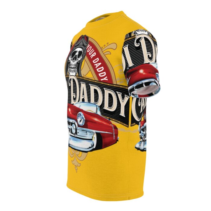 Cadi Daddy logo, Yellow Unisex Cut & Sew Tee (AOP) - Image 10