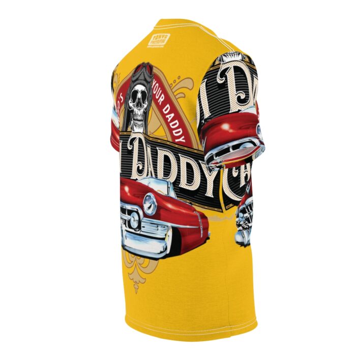 Cadi Daddy logo, Yellow Unisex Cut & Sew Tee (AOP) - Image 11