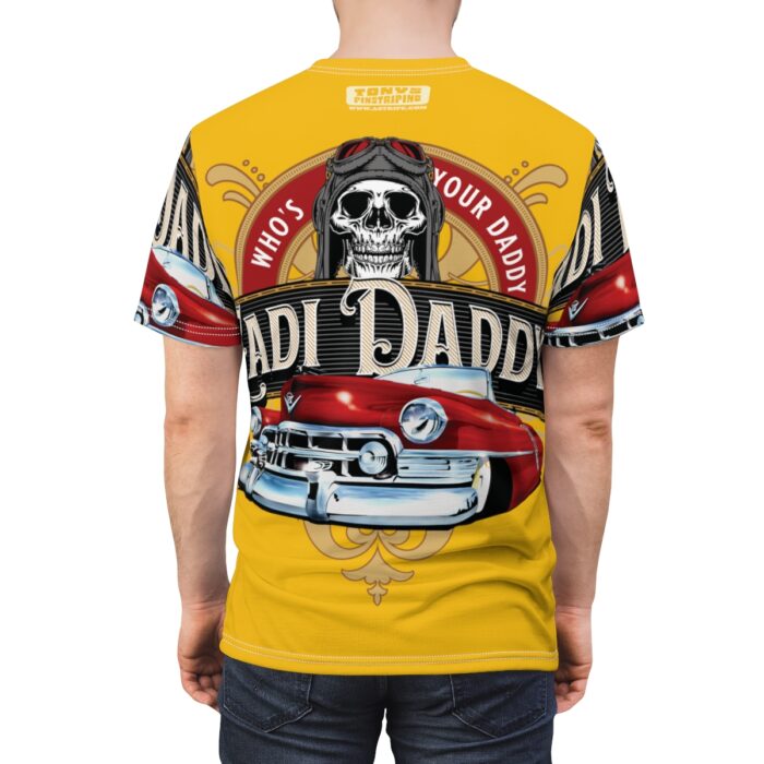 Cadi Daddy logo, Yellow Unisex Cut & Sew Tee (AOP) - Image 13