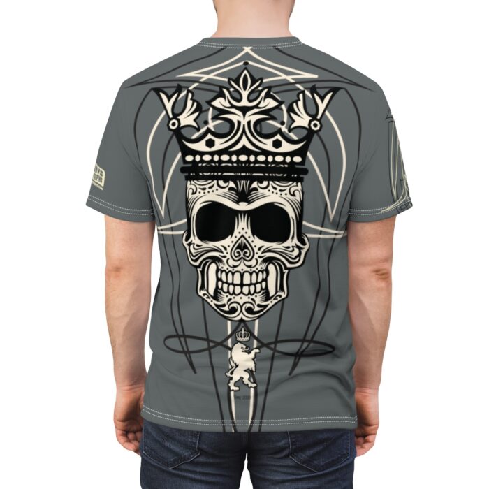 Skull Pinstriping Logo Unisex Cut & Sew Tee (AOP) - Image 6