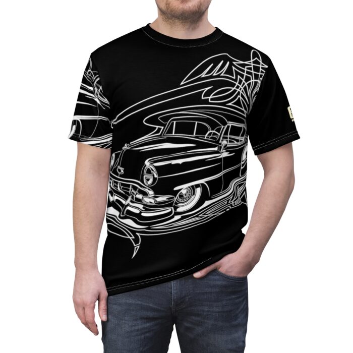 54Chevy with Pinstriping , Black  Unisex Cut & Sew Tee (AOP) - Image 5