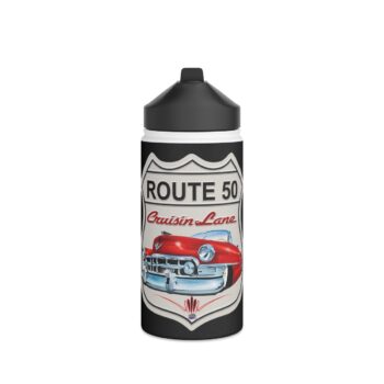 Route 50 Cadillac Logo- Men’s Gift Stainless Steel Water Bottle, Standard Lid Men’s Womans Gift