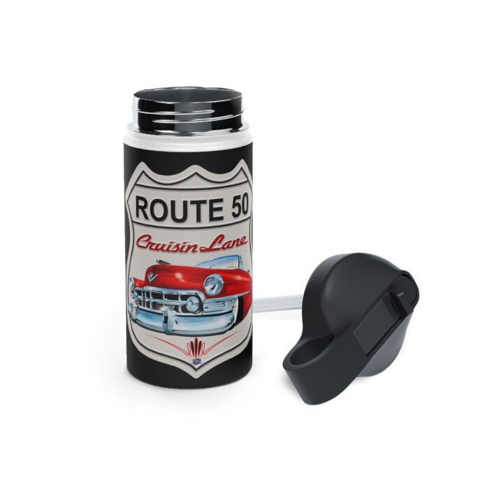 Route 50 Cadillac logo- Men's gift Stainless Steel Water Bottle, Standard Lid men's womans gift - Image 5