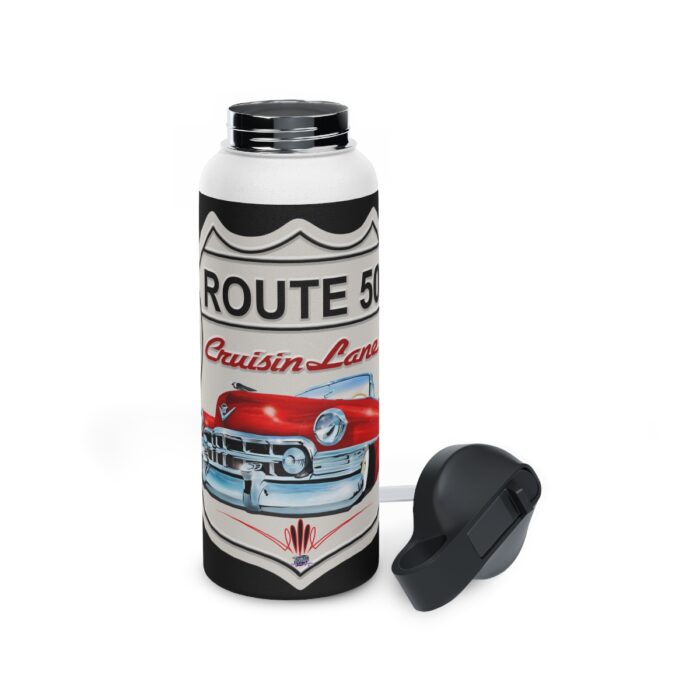 Route 50 Cadillac logo- Men's gift Stainless Steel Water Bottle, Standard Lid men's womans gift - Image 19