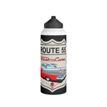 Route 55 Fast Lane Logo- Men’s Gift Stainless Steel Water Bottle, Standard Lid