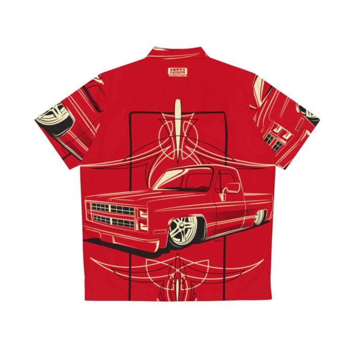 Square Body C-10 truck with pinstriping ,Red  Men's Hawaiian Shirt (AOP) - Image 2
