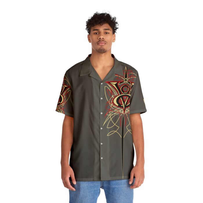 V8 Logo with Pinstriping, Men's Hawaiian Shirt (AOP) - Image 3