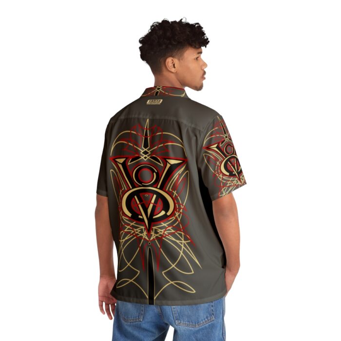 V8 Logo with Pinstriping, Men's Hawaiian Shirt (AOP) - Image 4