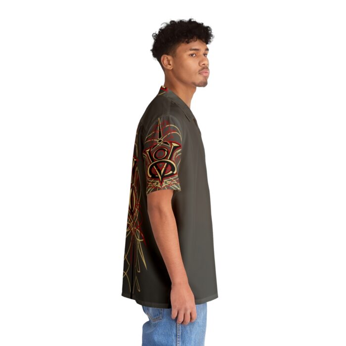 V8 Logo with Pinstriping, Men's Hawaiian Shirt (AOP) - Image 5