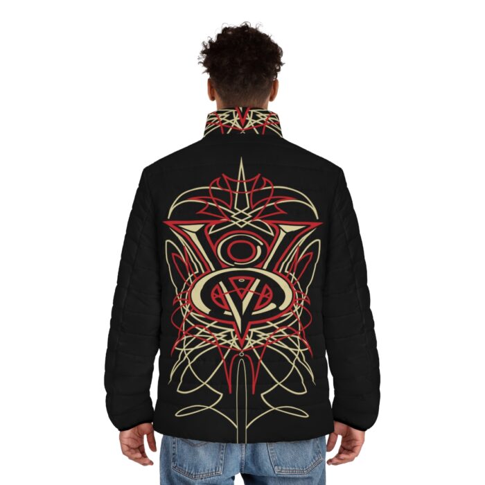 V8 with pinstriping -Men's Puffer Jacket (AOP) - Image 4
