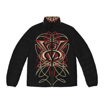 V8 with pinstriping -Men’s Puffer Jacket (AOP)