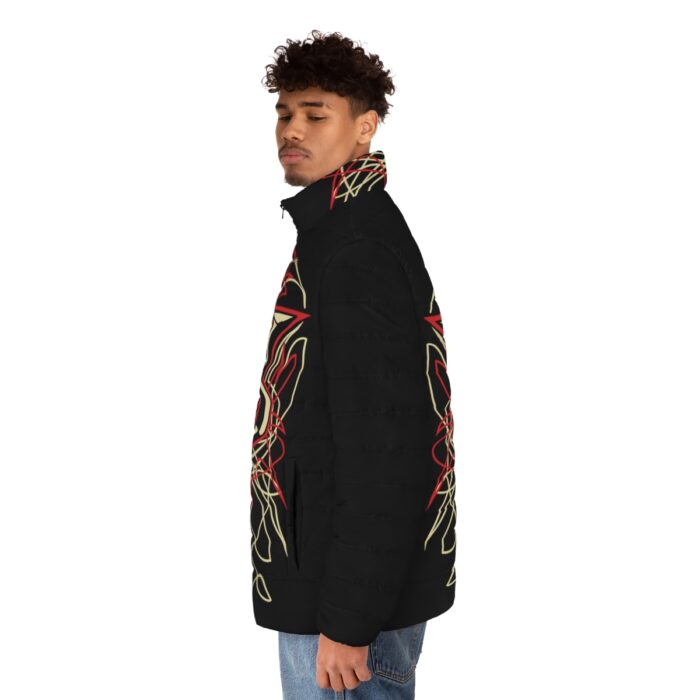 V8 with pinstriping -Men's Puffer Jacket (AOP) - Image 6