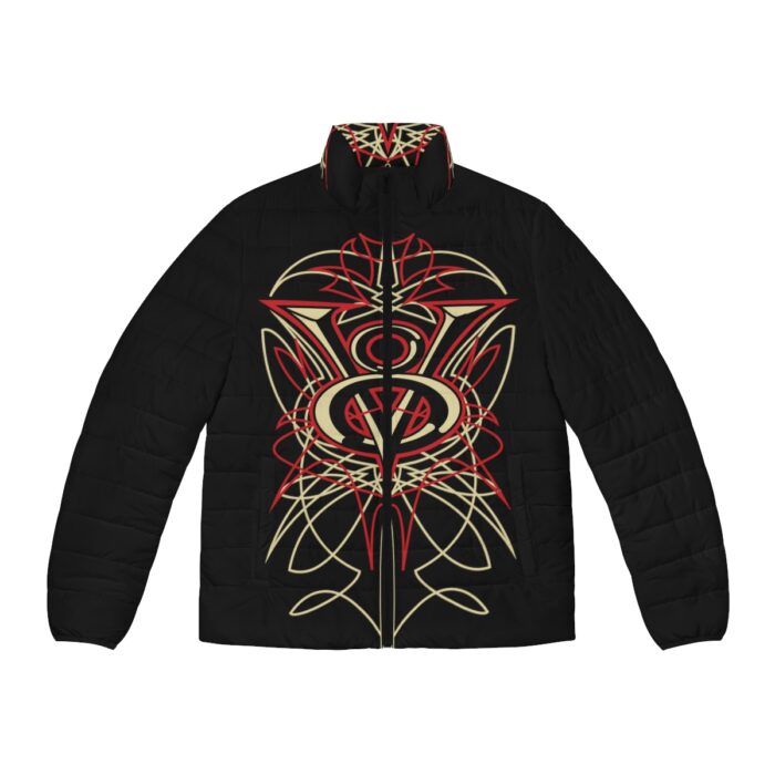 V8 with pinstriping -Men's Puffer Jacket (AOP)