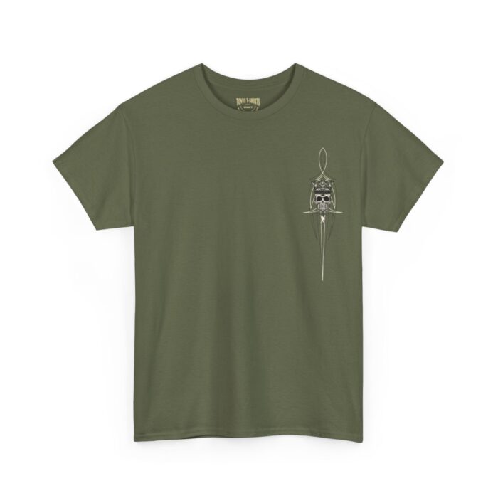 Skull with Pinstriping  Heavy Cotton Tee - Image 4