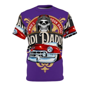 Cadi Daddy Logo, Purple Unisex Cut & Sew Tee (AOP)