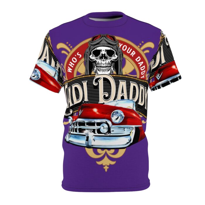 Cadi Daddy logo, Purple Unisex Cut & Sew Tee (AOP)