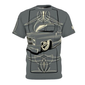 Copy of Skull with Pinstriping logo, Grey Unisex Cut & Sew Tee (AOP)