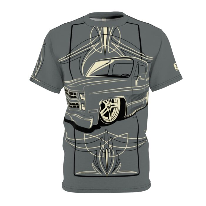 Copy of Skull with Pinstriping logo, Grey Unisex Cut & Sew Tee (AOP)