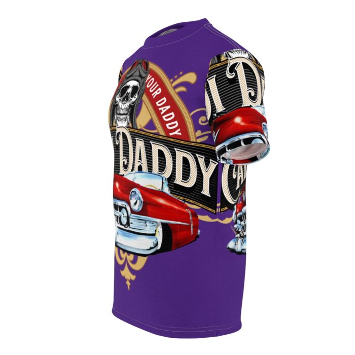 Cadi Daddy logo, Purple Unisex Cut & Sew Tee (AOP) - Image 10