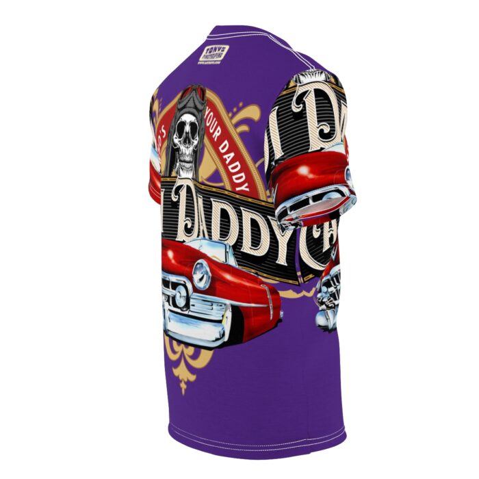 Cadi Daddy logo, Purple Unisex Cut & Sew Tee (AOP) - Image 11