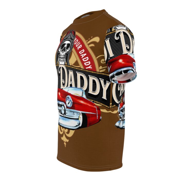 Cadi Daddy logo, Brown Unisex Cut & Sew Tee (AOP) - Image 10