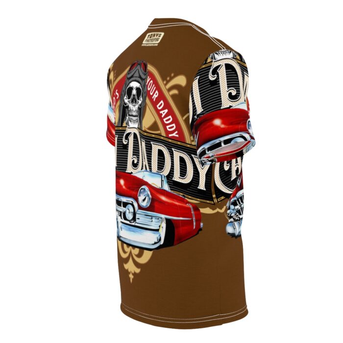 Cadi Daddy logo, Brown Unisex Cut & Sew Tee (AOP) - Image 11
