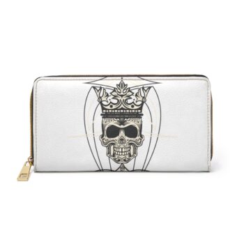 Skull Logo With Pinstriping Zipper Wallet