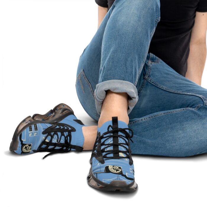 blue SquareBody  with pinstriping Men's Mesh Sneakers - Image 9