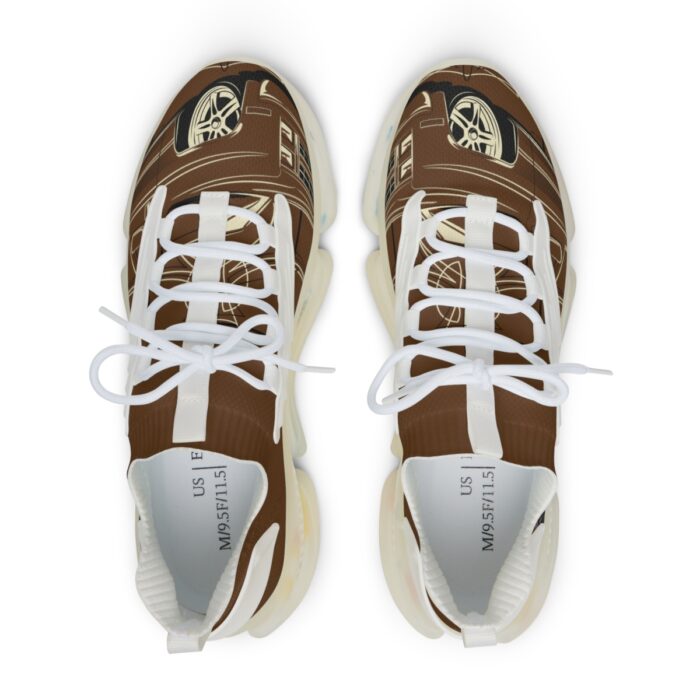 brown SquareBody  with pinstriping Men's Mesh Sneakers - Image 12