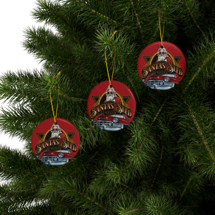 Santas sled Christmas Ceramic Ornaments (1pc, 3pcs, 5pcs, 10pcs) - Image 16