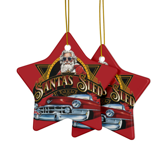 Santas sled Christmas Ceramic Ornaments (1pc, 3pcs, 5pcs, 10pcs) - Image 22