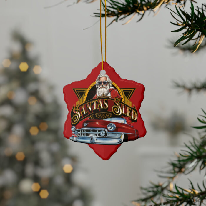 Santas sled Christmas Ceramic Ornaments (1pc, 3pcs, 5pcs, 10pcs) - Image 27