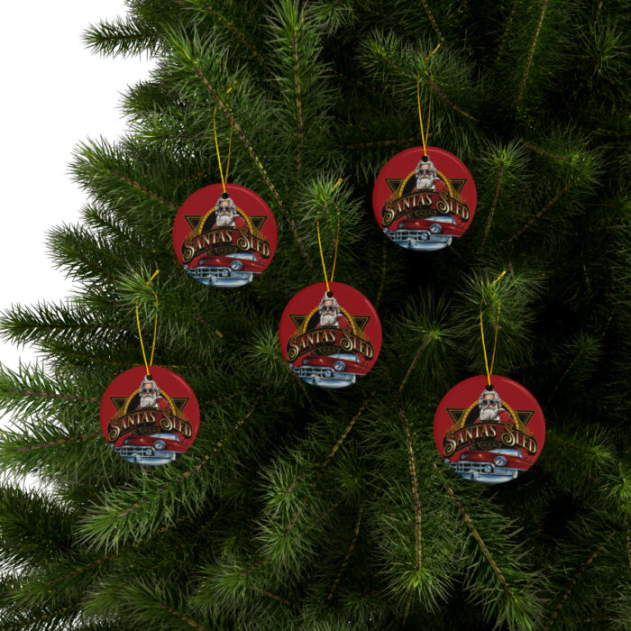 Santas sled Christmas Ceramic Ornaments (1pc, 3pcs, 5pcs, 10pcs) - Image 32