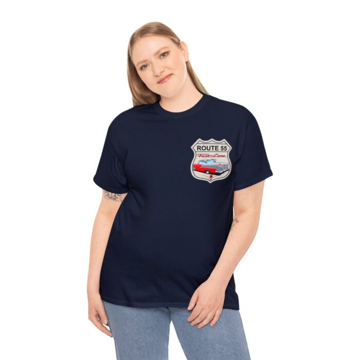 Route 55 cruisin lane Logo -Unisex Heavy Cotton Tee men's womans gift. - Image 100