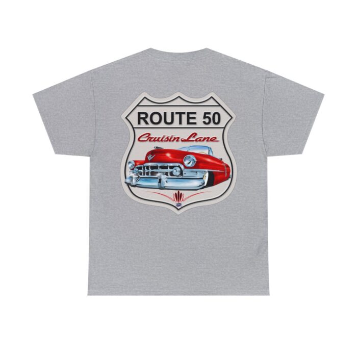 Route 50 Cadillac T- shirt -Unisex Heavy Cotton Tee men's woman gift - Image 25