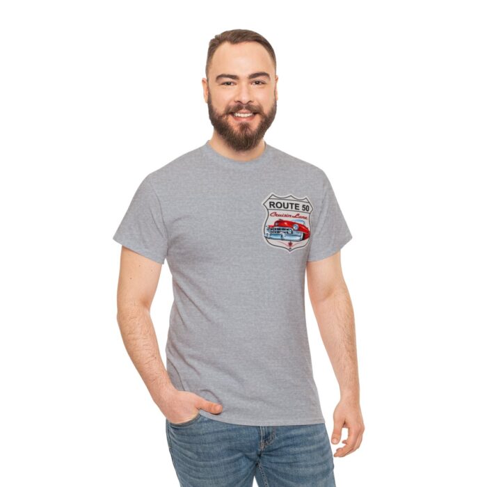 Route 50 Cadillac T- shirt -Unisex Heavy Cotton Tee men's woman gift - Image 29