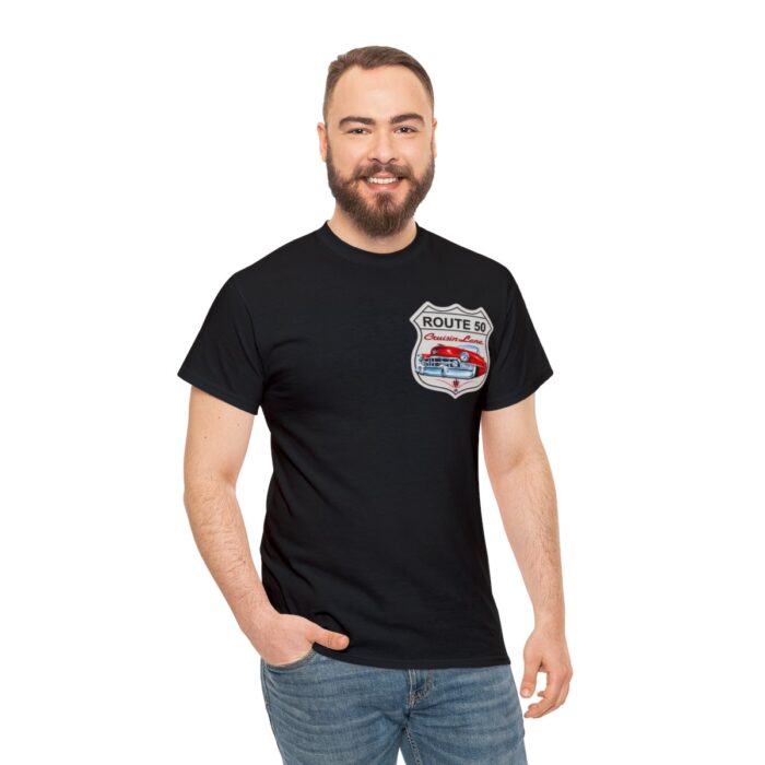 Route 50 Cadillac T- shirt -Unisex Heavy Cotton Tee men's woman gift - Image 5