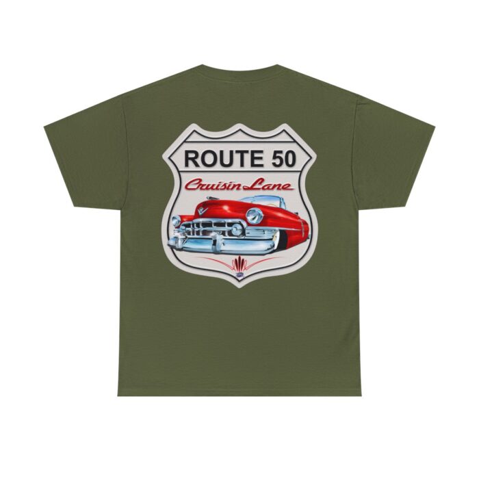 Route 50 Cadillac T- shirt -Unisex Heavy Cotton Tee men's woman gift - Image 49