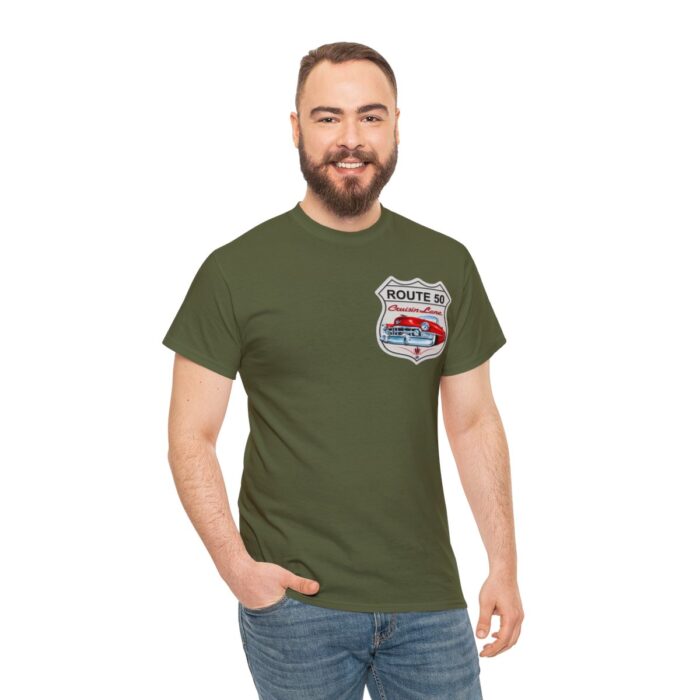 Route 50 Cadillac T- shirt -Unisex Heavy Cotton Tee men's woman gift - Image 53